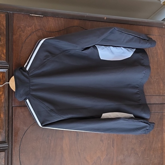 Adidas Black and White Striped Full Zip Track Jacket, Size Large - Picture 2 of 12